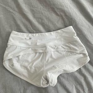 white lululemon speed up shorts